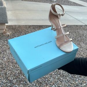 ANTONIO MELANI Cream and Tan Strappy Heels